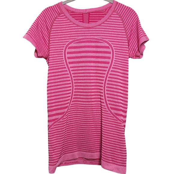 Lululemon Run Swiftly Heathered Berry Rumble tee athletic tee pink striped 8 - Picture 2 of 7